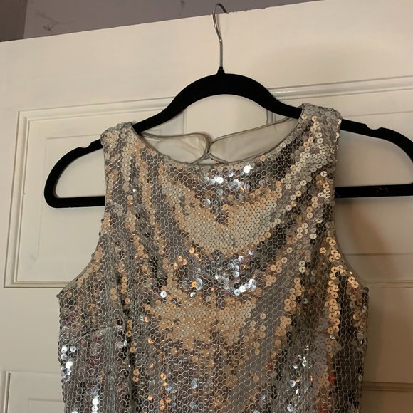 Cache silver sequence cocktail dress, size 4 - Picture 3 of 7